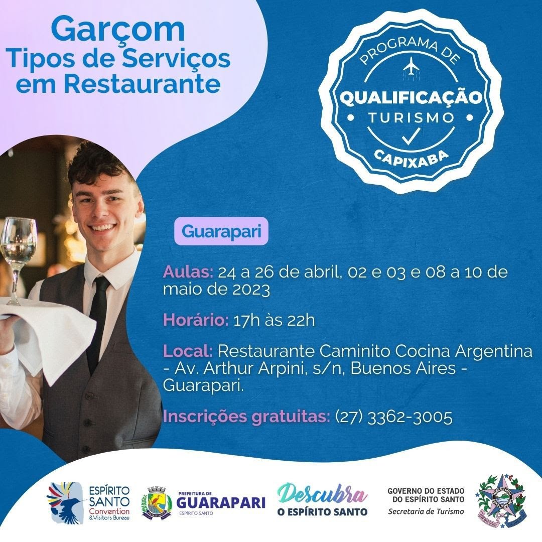 Curso de garçom gratuito em Guarapari