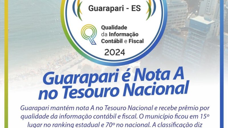 Guarapari conquista novamente nota A do Tesouro Nacional