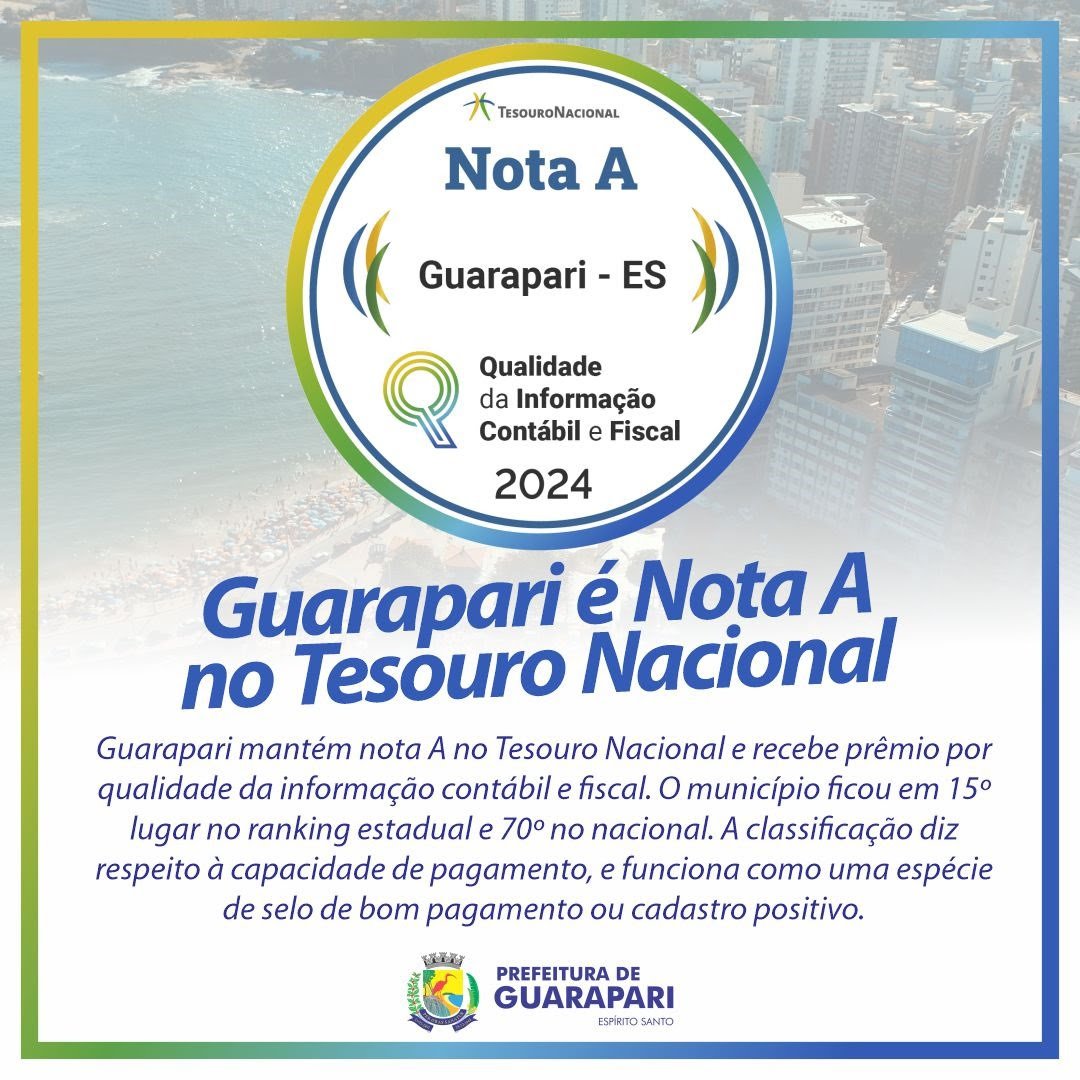 Guarapari conquista novamente nota A do Tesouro Nacional